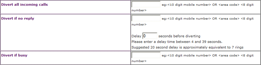 Call forwarding setup